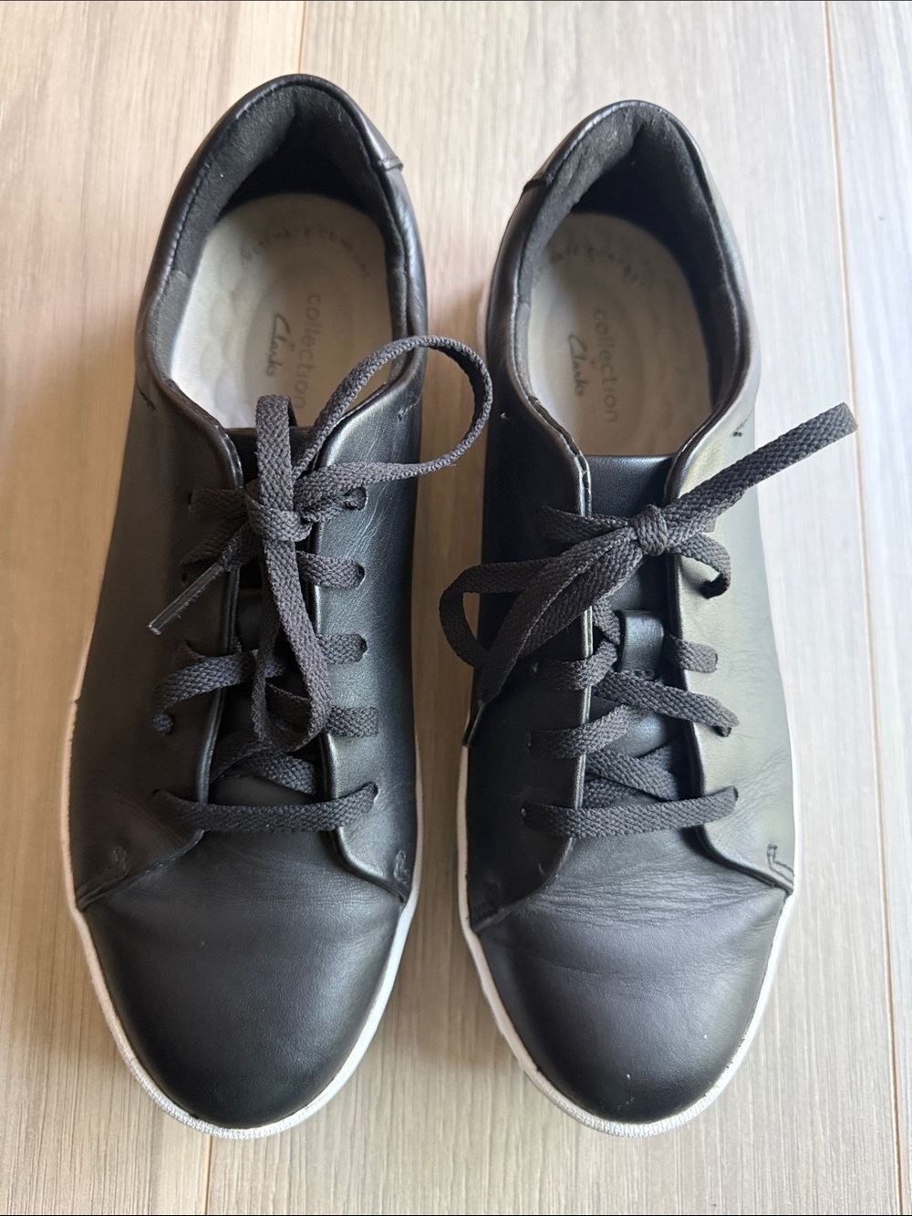 Clarks Women's Pawley Springs Black Leather Sneakers Size 7.5